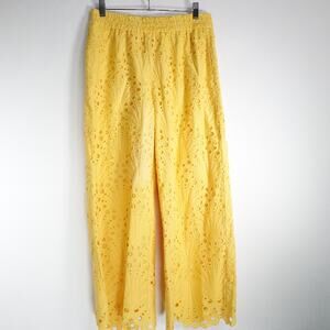 Flawed Sample Andie Swim Medium Suasi Pineapple Yellow Lace Eyelet Cropped Pants